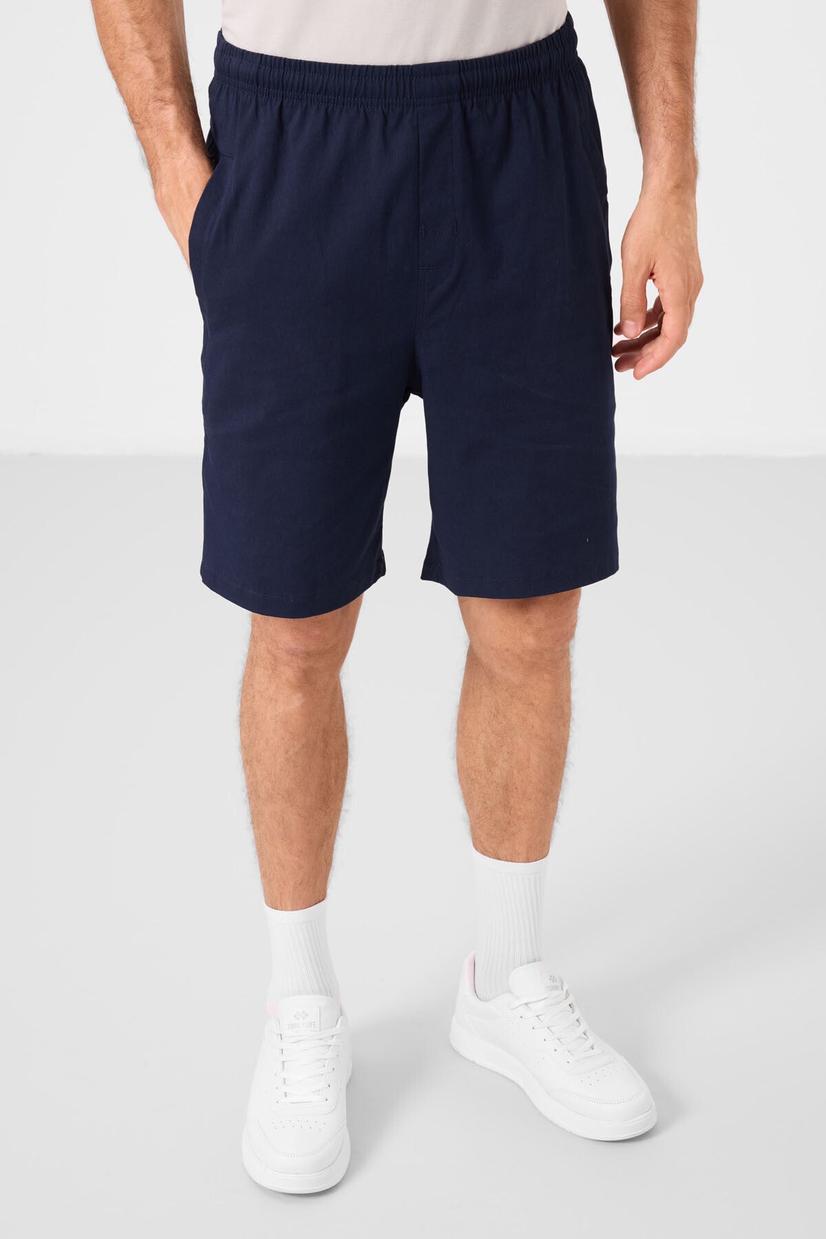 Image of Lacivert Standart Fit Dokuma Hafif Esnek Chino Erkek Şort - 81292