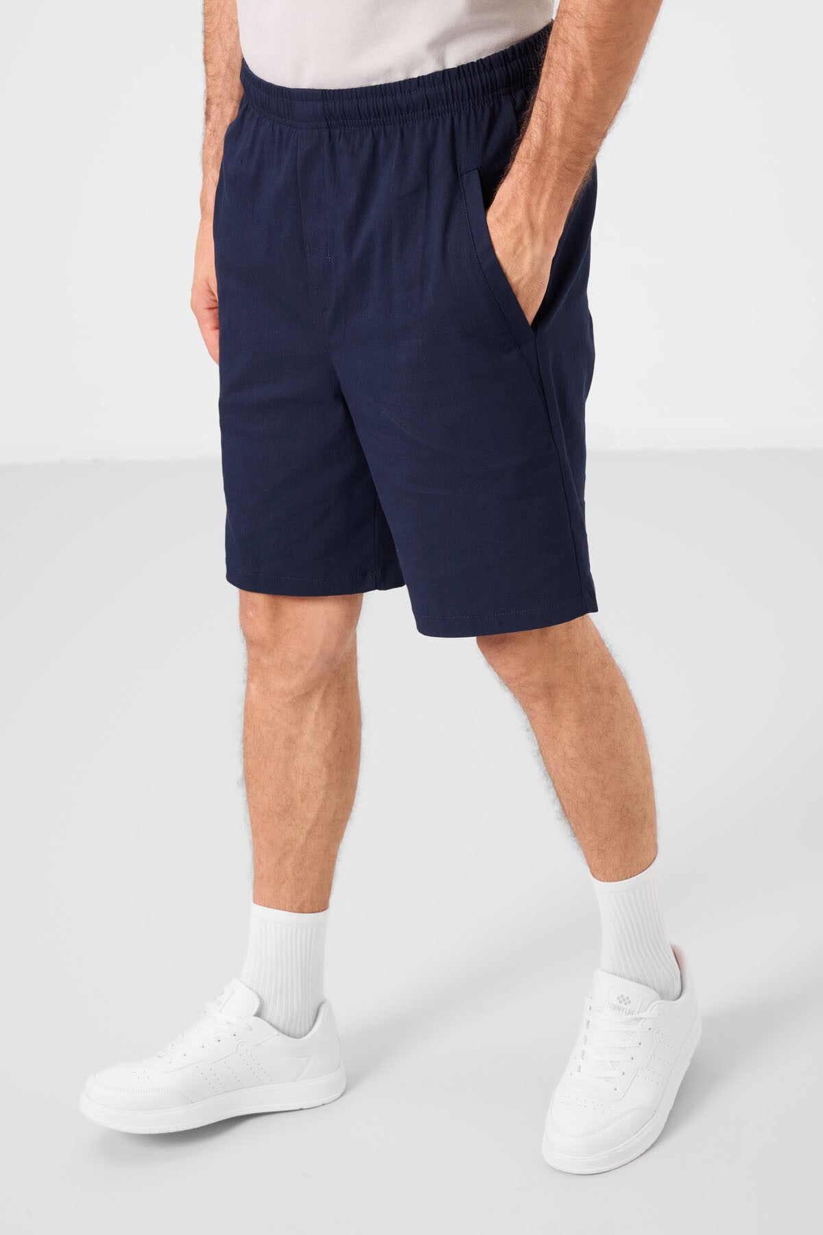 Image of Lacivert Standart Fit Dokuma Hafif Esnek Chino Erkek Şort - 81292