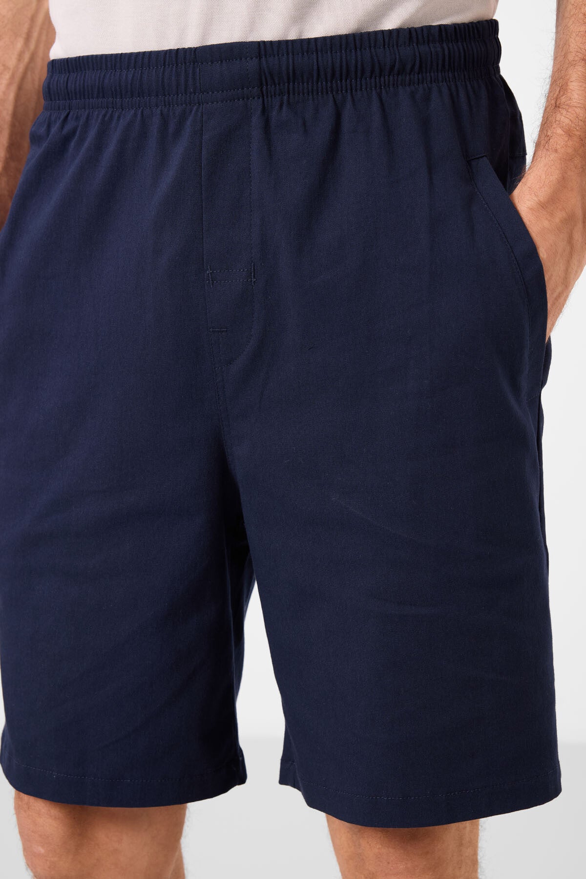 Image of Lacivert Standart Fit Dokuma Hafif Esnek Chino Erkek Şort - 81292