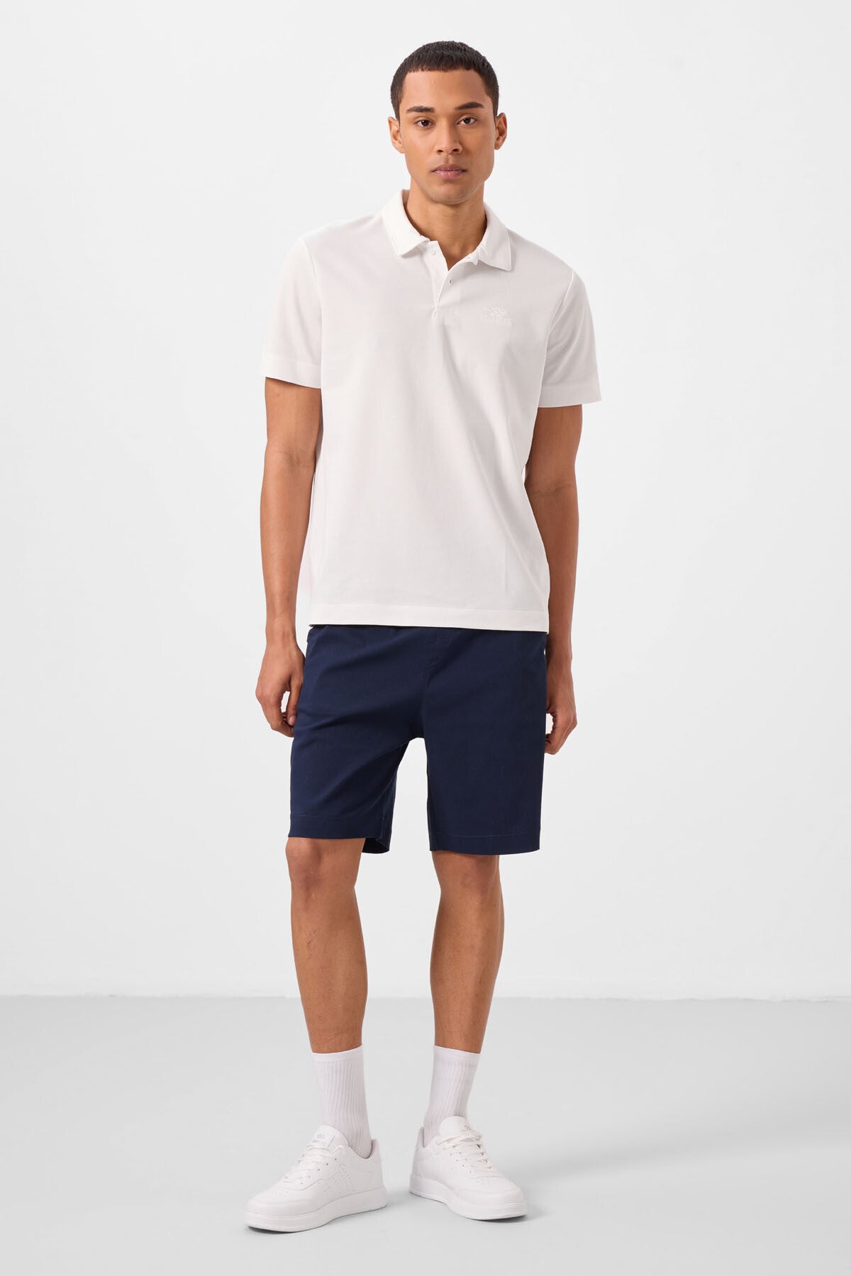 Image of Lacivert Standart Fit Dokuma Hafif Esnek Chino Erkek Şort - 81293
