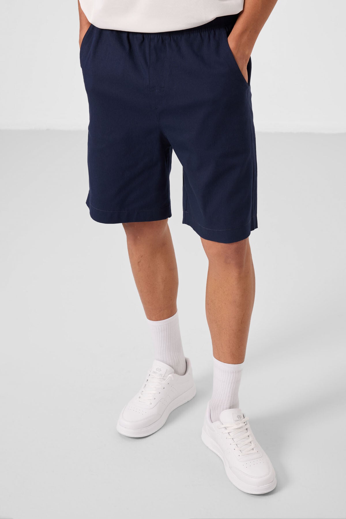 Image of Lacivert Standart Fit Dokuma Hafif Esnek Chino Erkek Şort - 81293