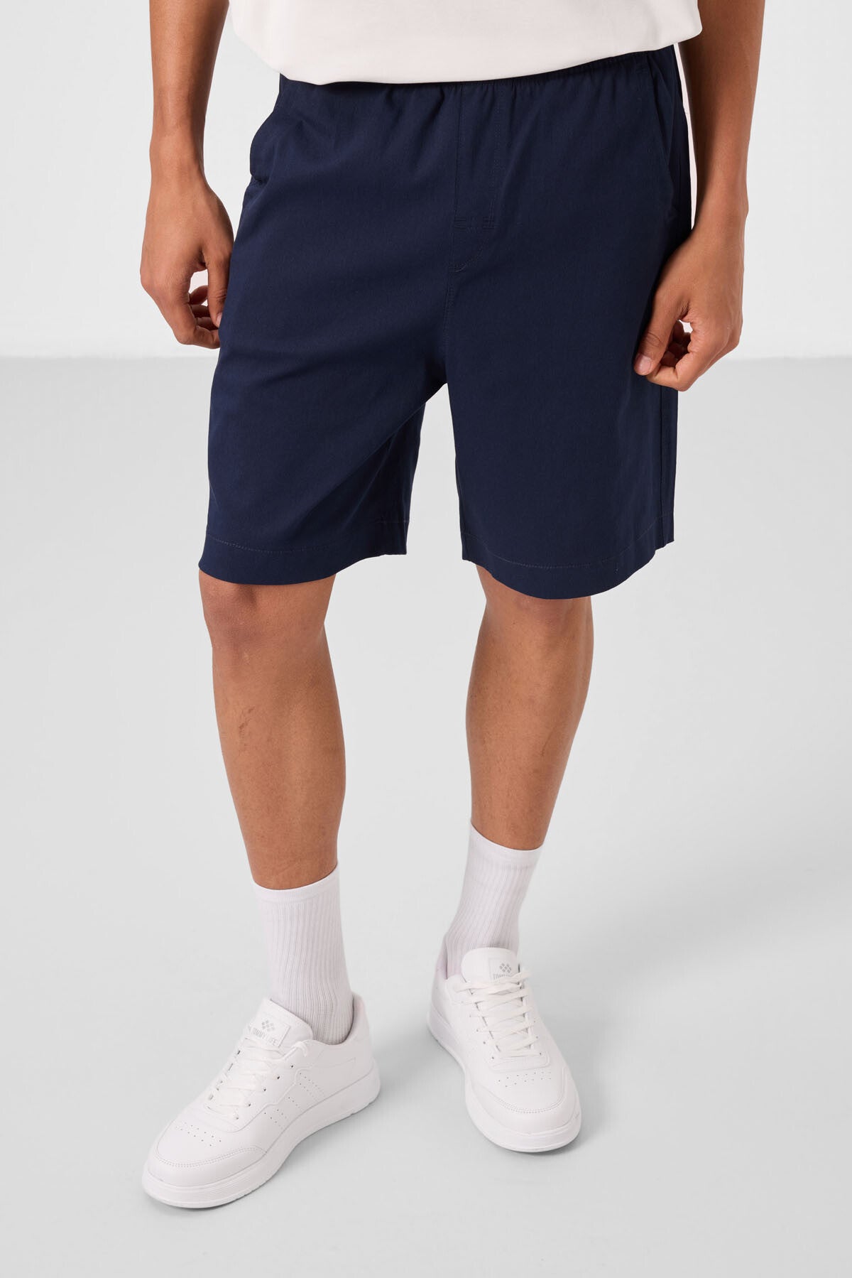 Image of Lacivert Standart Fit Dokuma Hafif Esnek Chino Erkek Şort - 81293