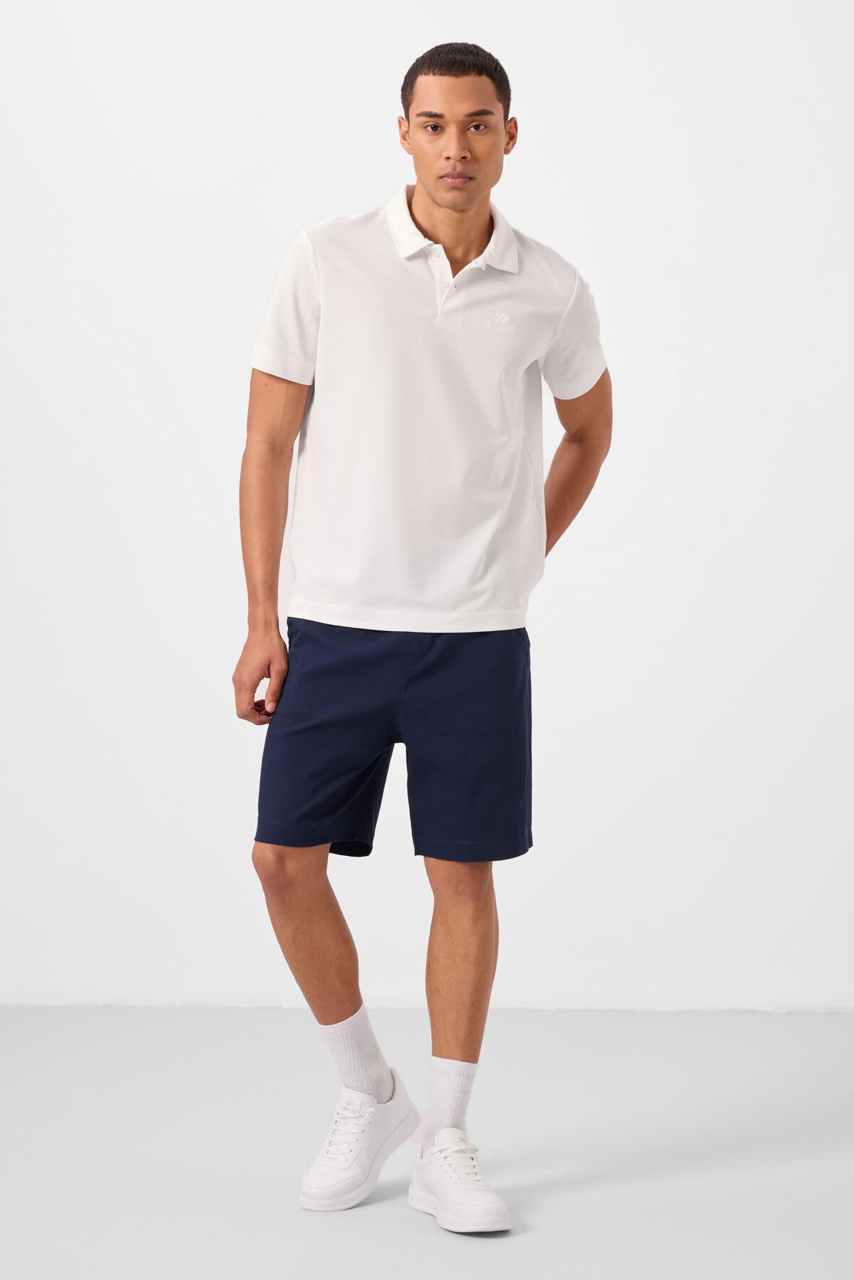 Image of Lacivert Standart Fit Dokuma Hafif Esnek Chino Erkek Şort - 81293