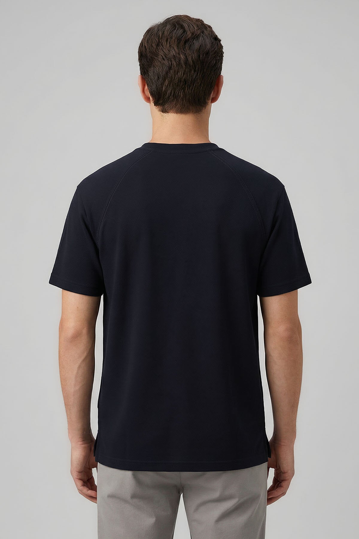Image of Lacivert Rahat Form Esnek Nefes Alabilir Erkek T-Shirt - 88495