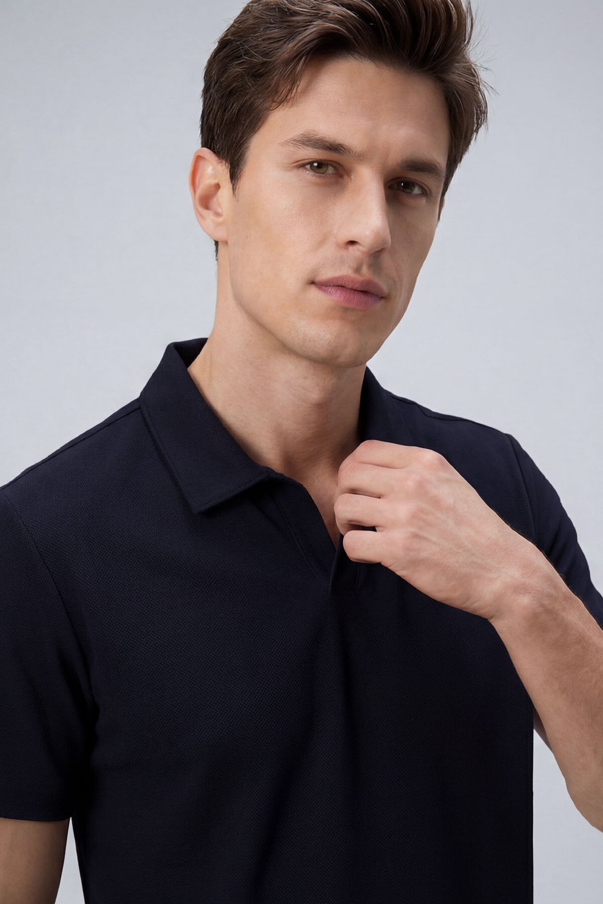 Image of Lacivert Rahat Form Yumuşak Dokulu Polo Yaka Erkek T-Shirt - 88496
