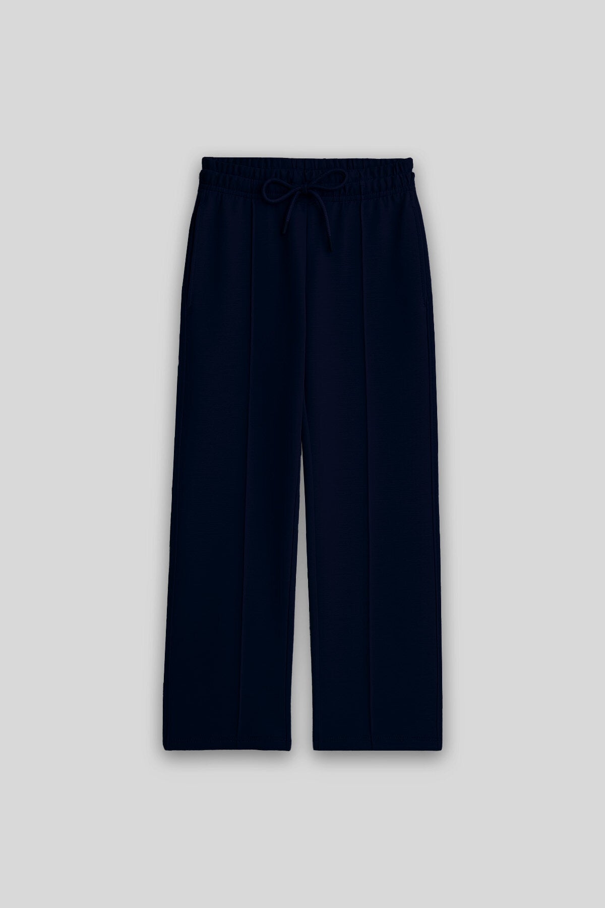 Image of Lacivert Cepli Ön Dikiş Detaylı Geniş Paça Kız Çocuk Eşofman Altı -75144