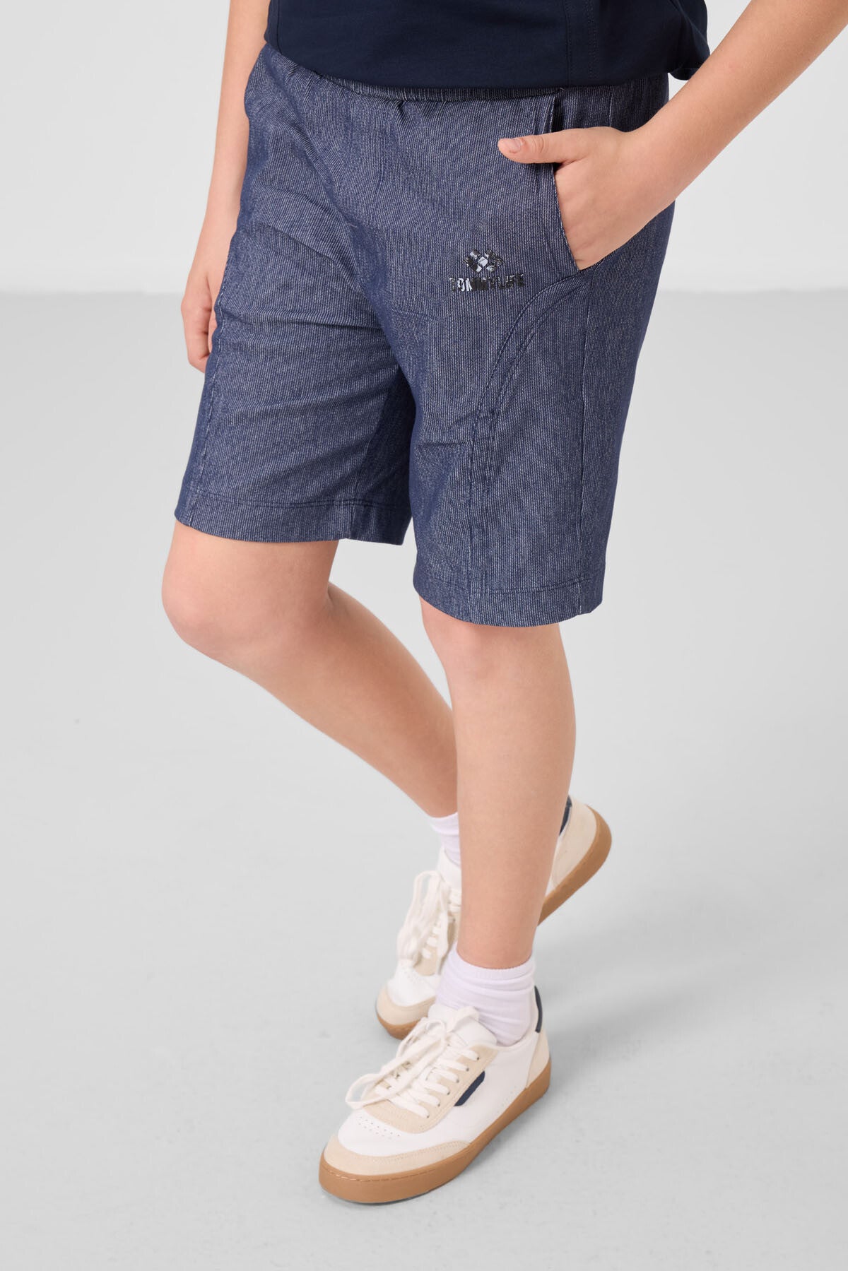Image of Set pantaloni scurți chino ușori, elastici, din bumbac, bleumarin-denim, pentru băieți - 11276