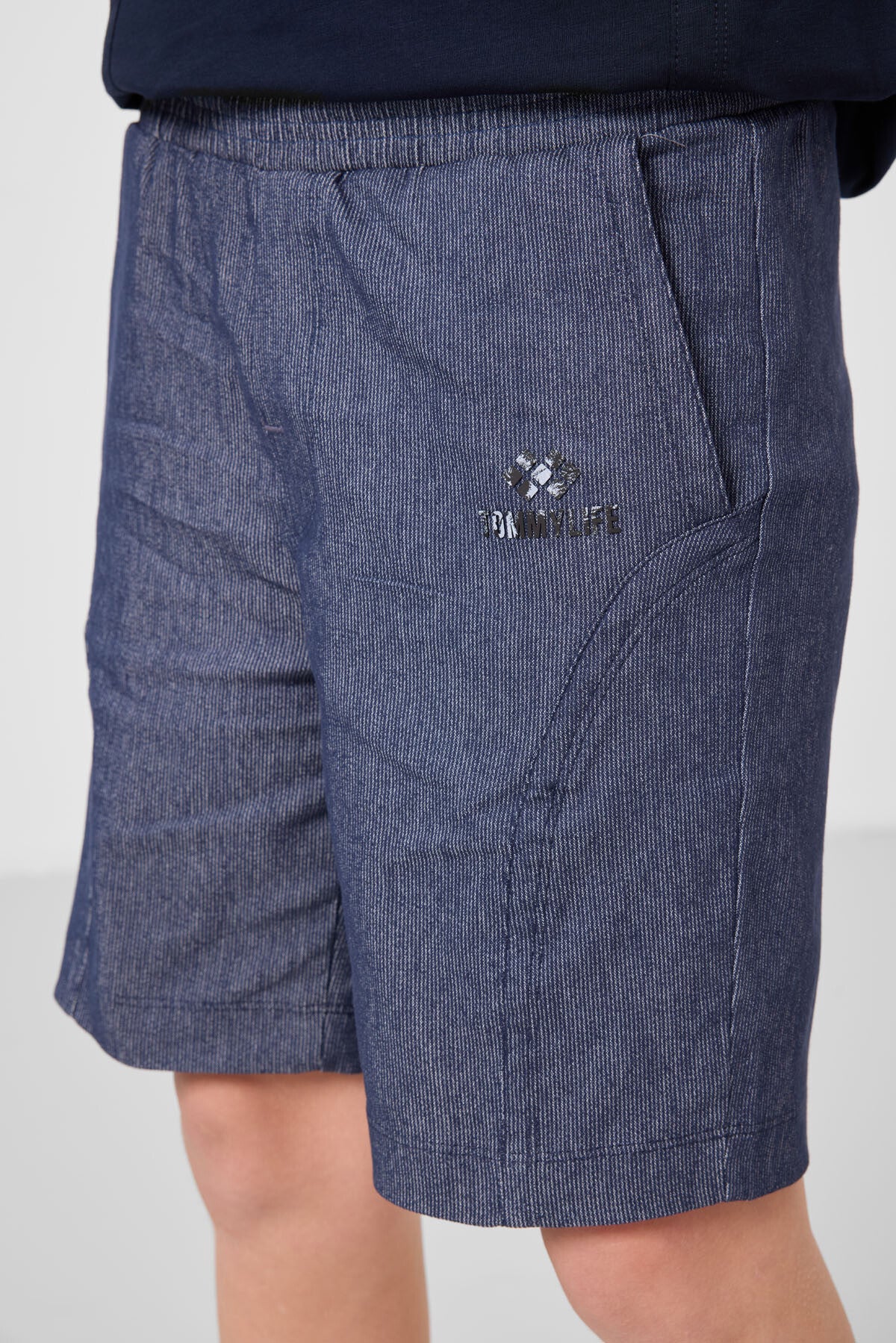 Image of Set pantaloni scurți chino ușori, elastici, din bumbac, bleumarin-denim, pentru băieți - 11276