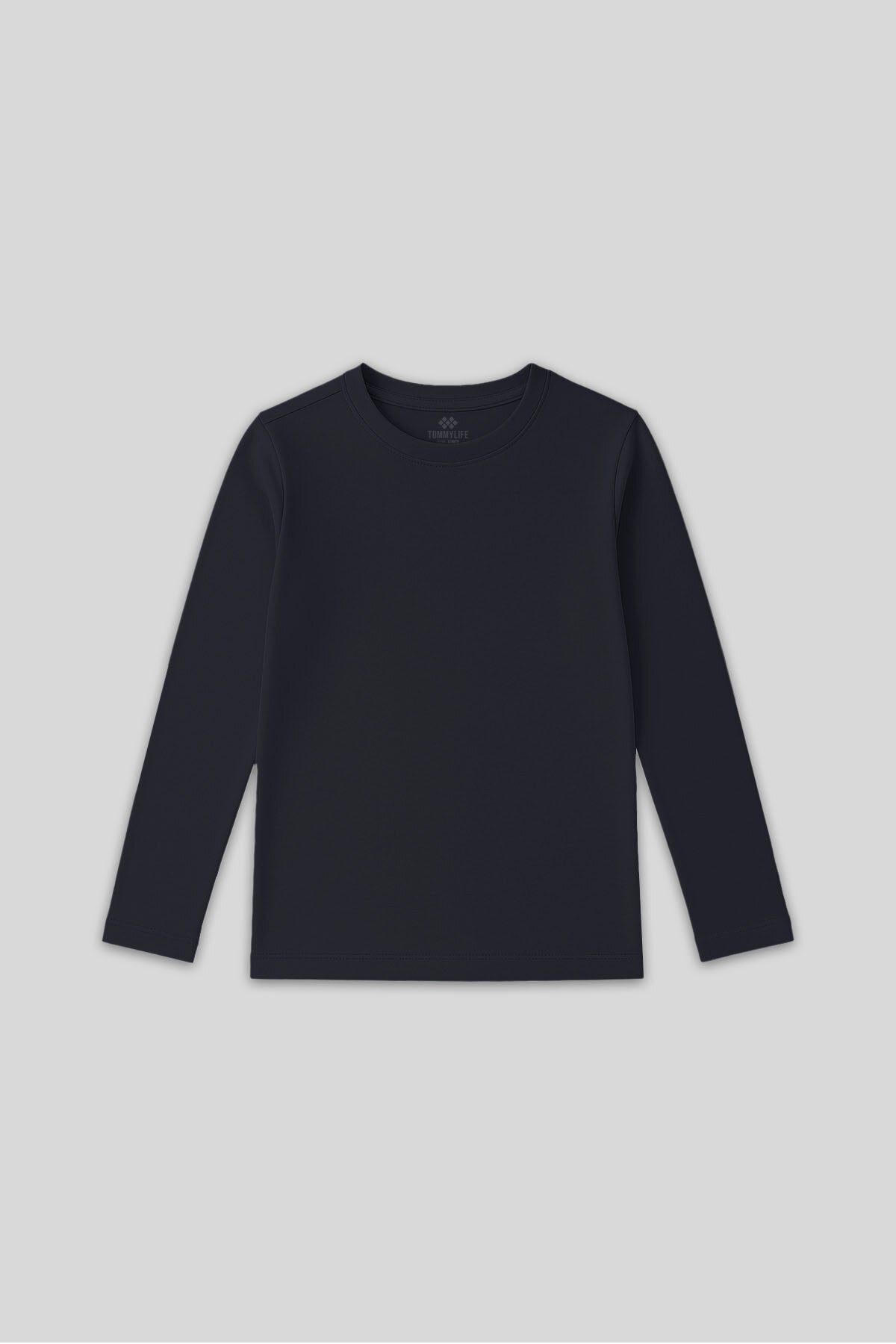 Image of Lacivert O Yaka Standart Fit Basic Uzun Kollu Unisex Çocuk T-Shirt - 11329