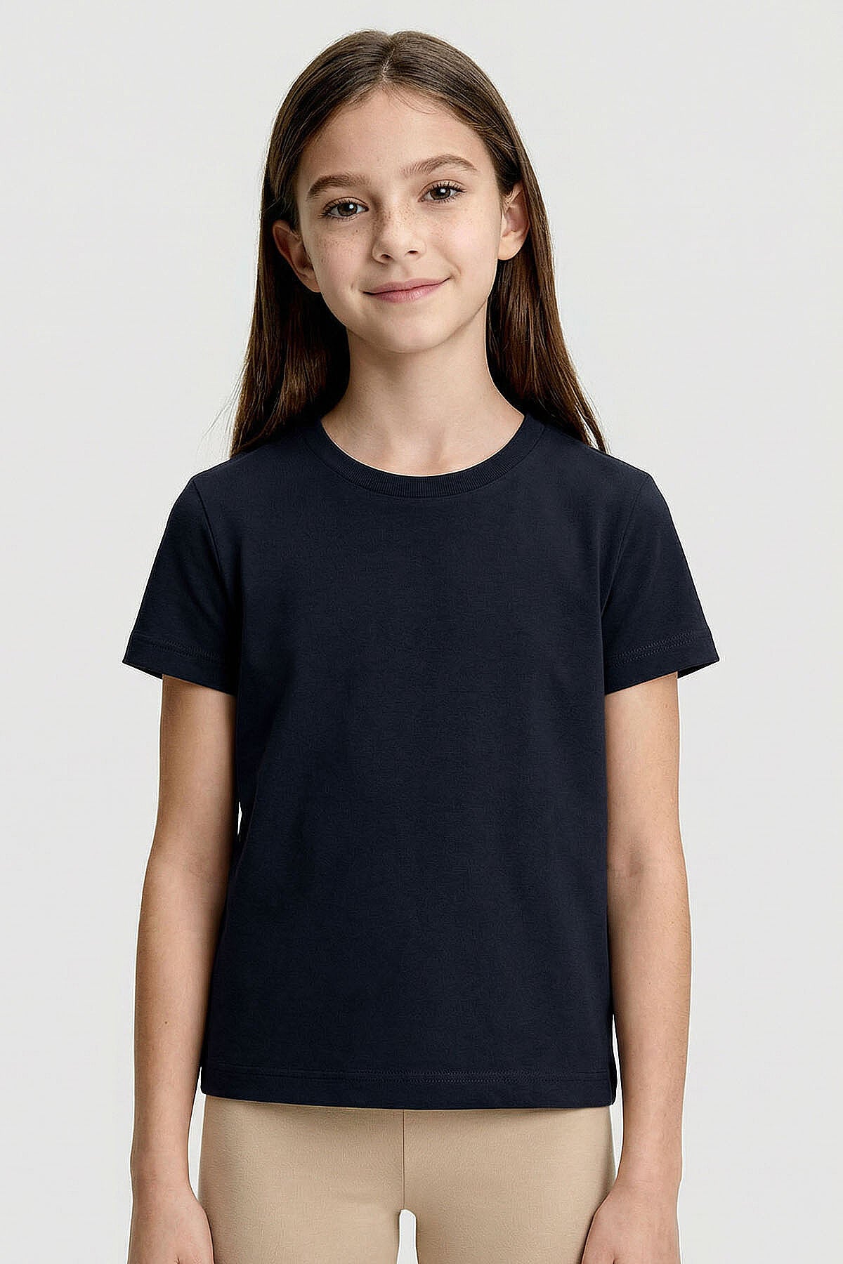Image of Tricou unisex pentru copii, bleumarin, cu guler rotund, croială standard - 11328
