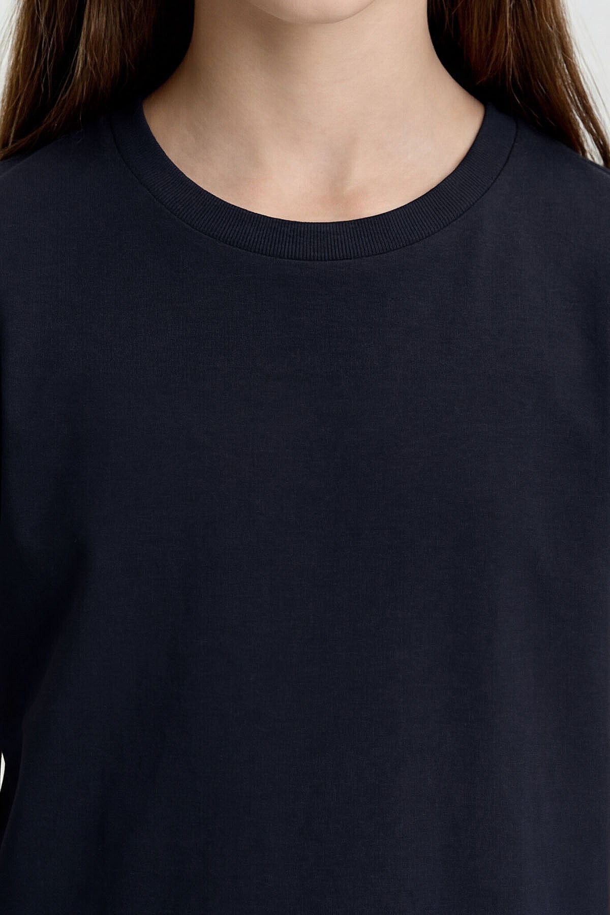 Image of Lacivert O Yaka Standart Fit Basic Unisex Çocuk T-Shirt - 11328
