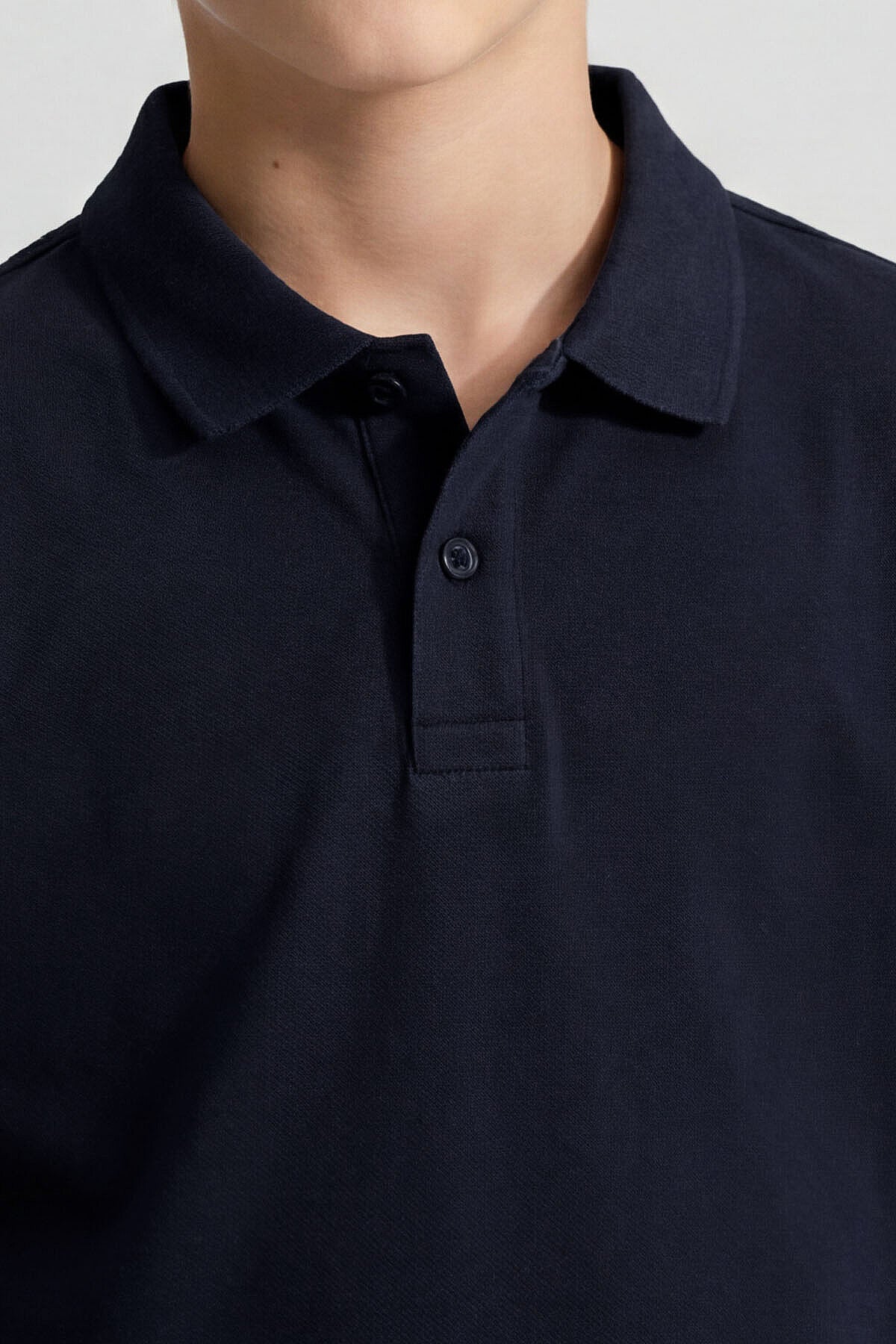 Image of Lacivert Polo Yaka Standart Fit Basic Unisex Çocuk T-Shirt - 11330