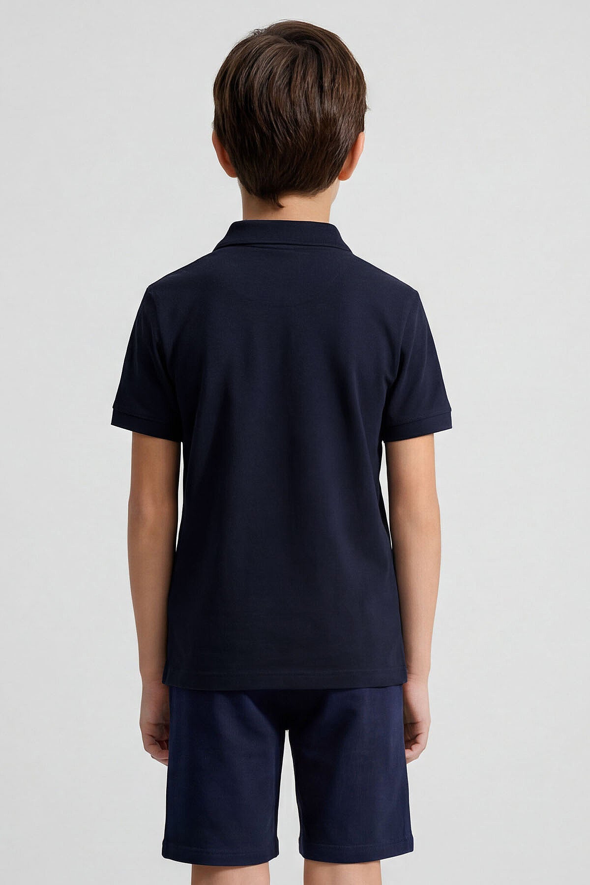 Image of Lacivert Polo Yaka Standart Fit Basic Unisex Çocuk T-Shirt - 11330