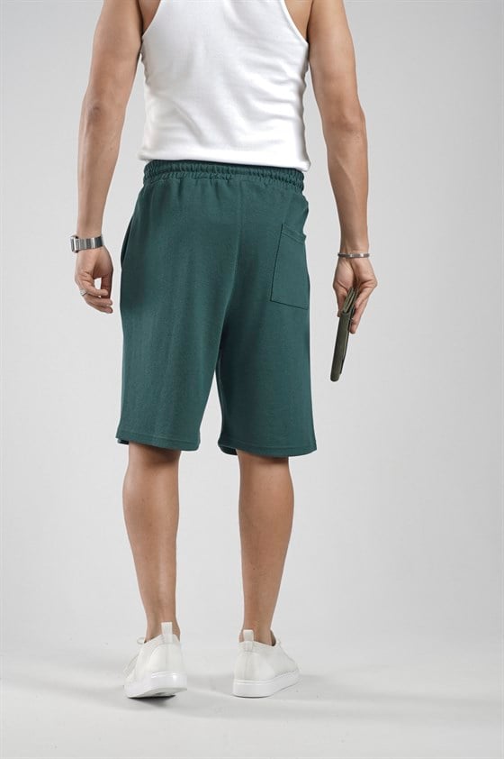 Image of Elasticated Waist, Pocketed Piqué Fabric Shorts