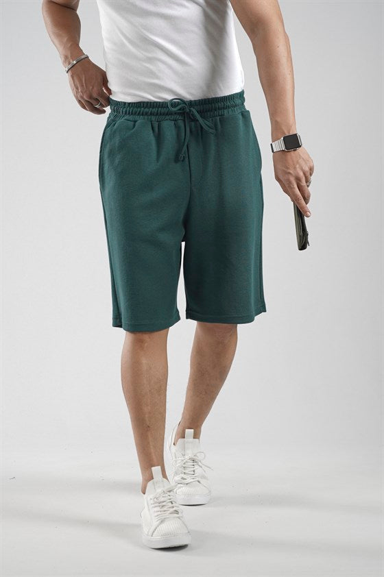 Image of Elasticated Waist, Pocketed Piqué Fabric Shorts