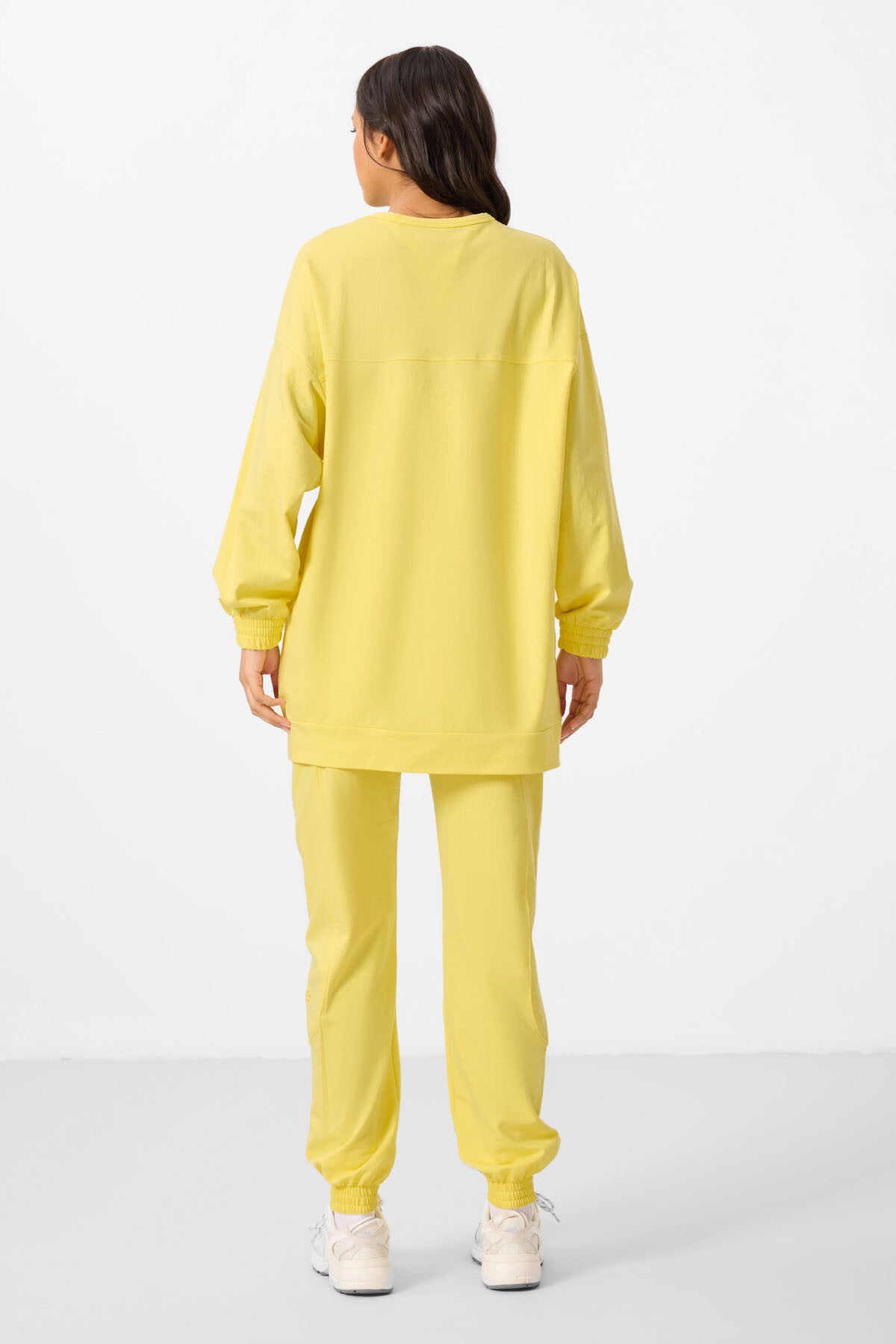 Image of Limon O Yaka Basic Oversize Kadın Eşofman Tunik Takım - 95347
