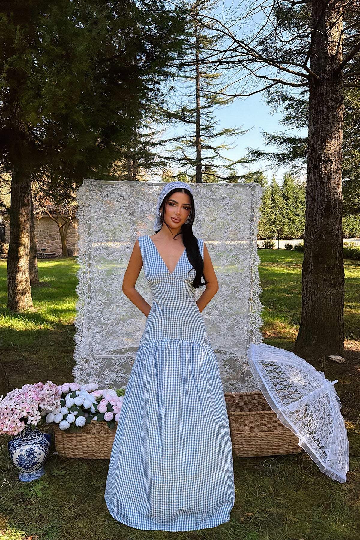 Image of Mavi Plaid Elbise ATE-4932