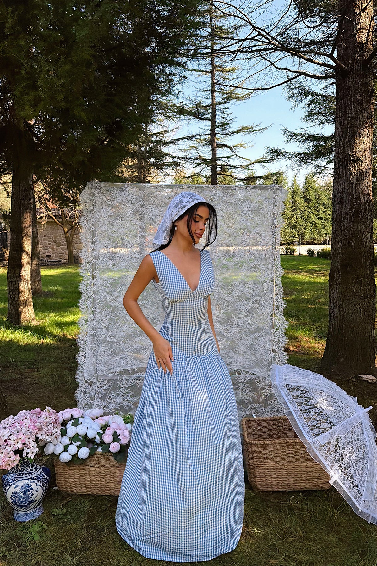Image of Mavi Plaid Elbise ATE-4932