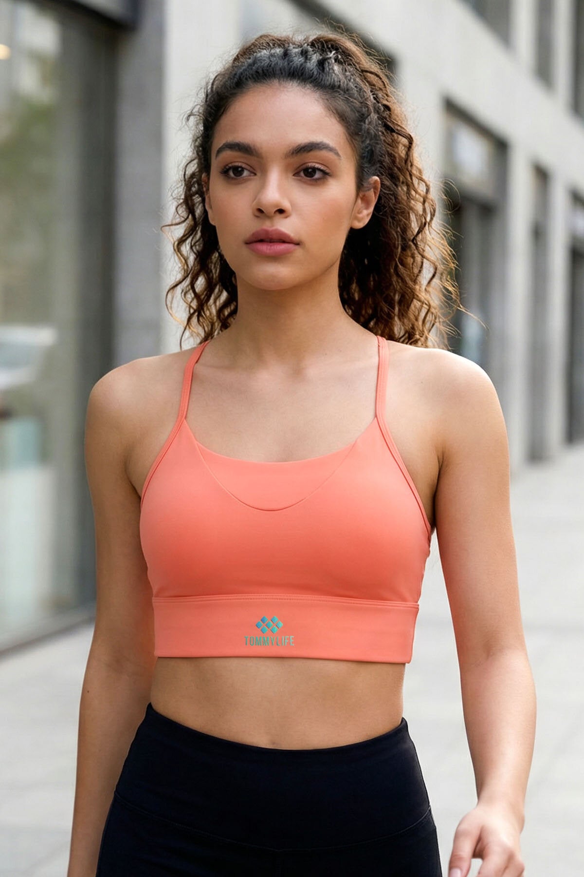Image of Mercan Standart Fit Baskılı Sırt Detaylı Kadın Spor Büstiyer - 97300
