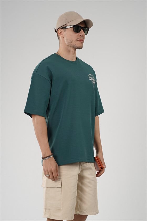 Image of Nakış Detaylı Baskılı Erkek Oversize Kalıp Tişört