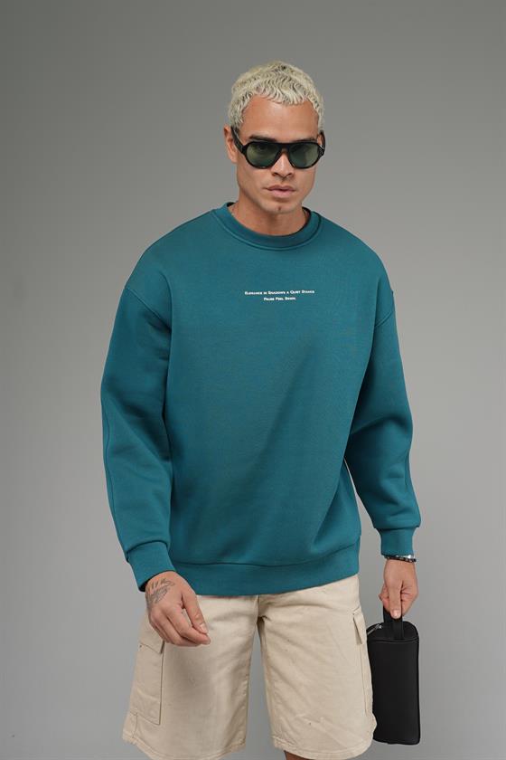 Image of Nakış Detaylı Logolu Bisiklet Yaka Oversize Kalıp Sweatshirt