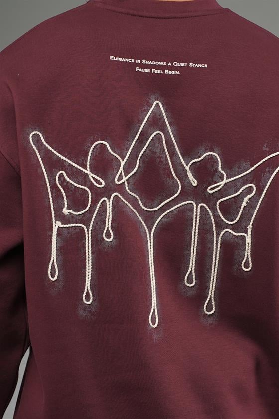 Image of Hanorac supradimensionat cu guler rotund și logo brodat