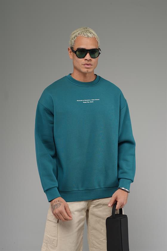 Image of Nakış Detaylı Logolu Bisiklet Yaka Oversize Kalıp Sweatshirt