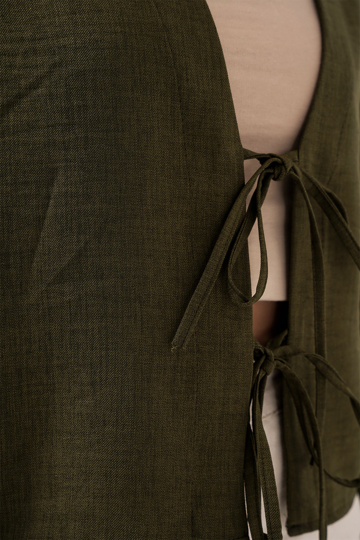 Image of Önü Bağlamalı Keten Kimono 960 - Haki