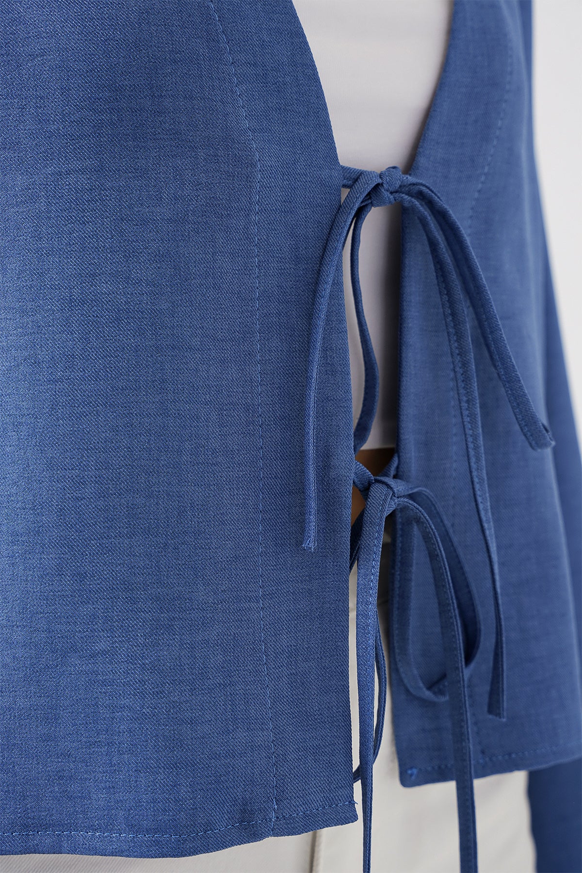 Image of Önü Bağlamalı Keten Kimono 960 - İndigo