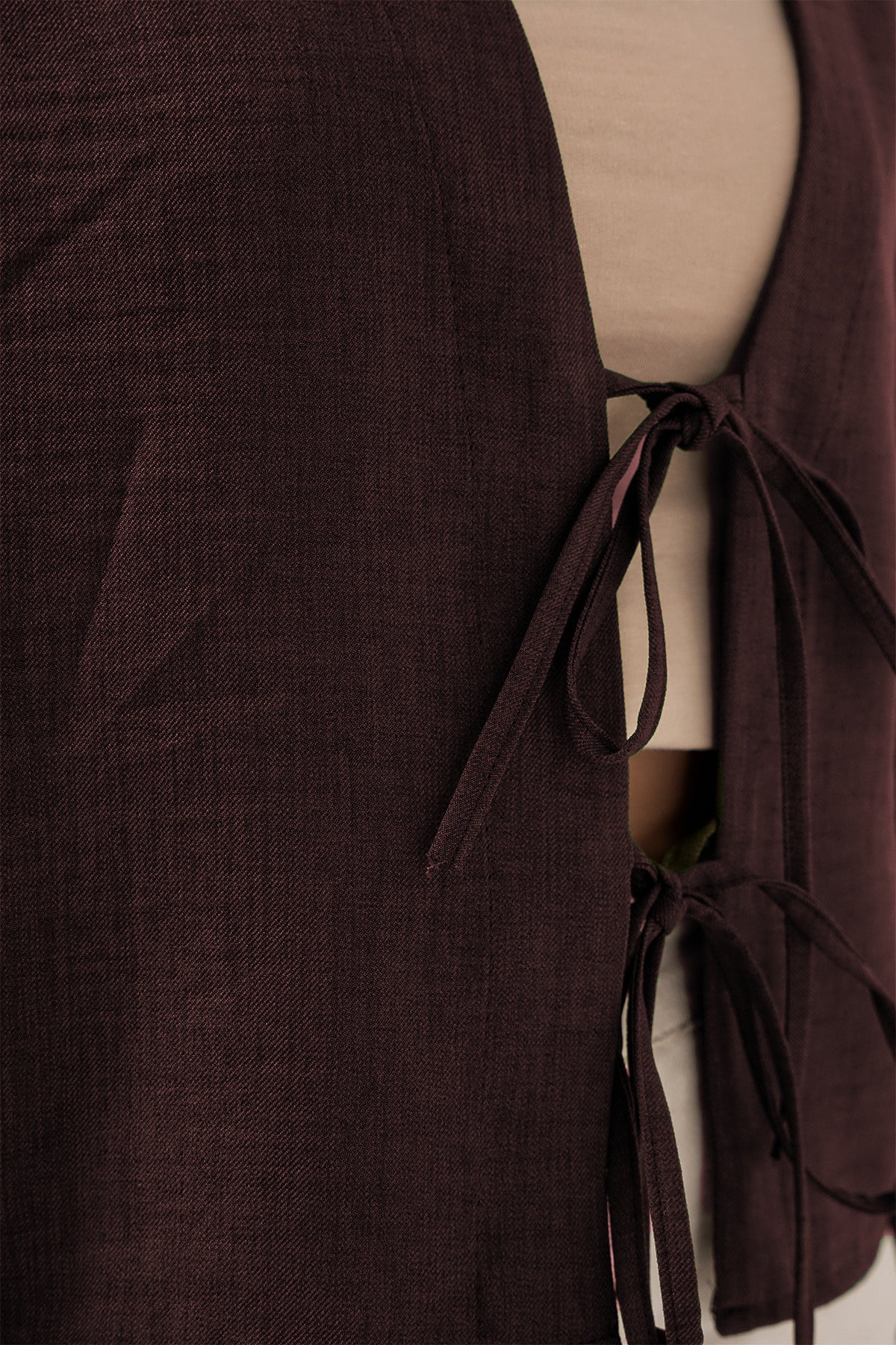 Image of Önü Bağlamalı Keten Kimono 960 - Kahverengi