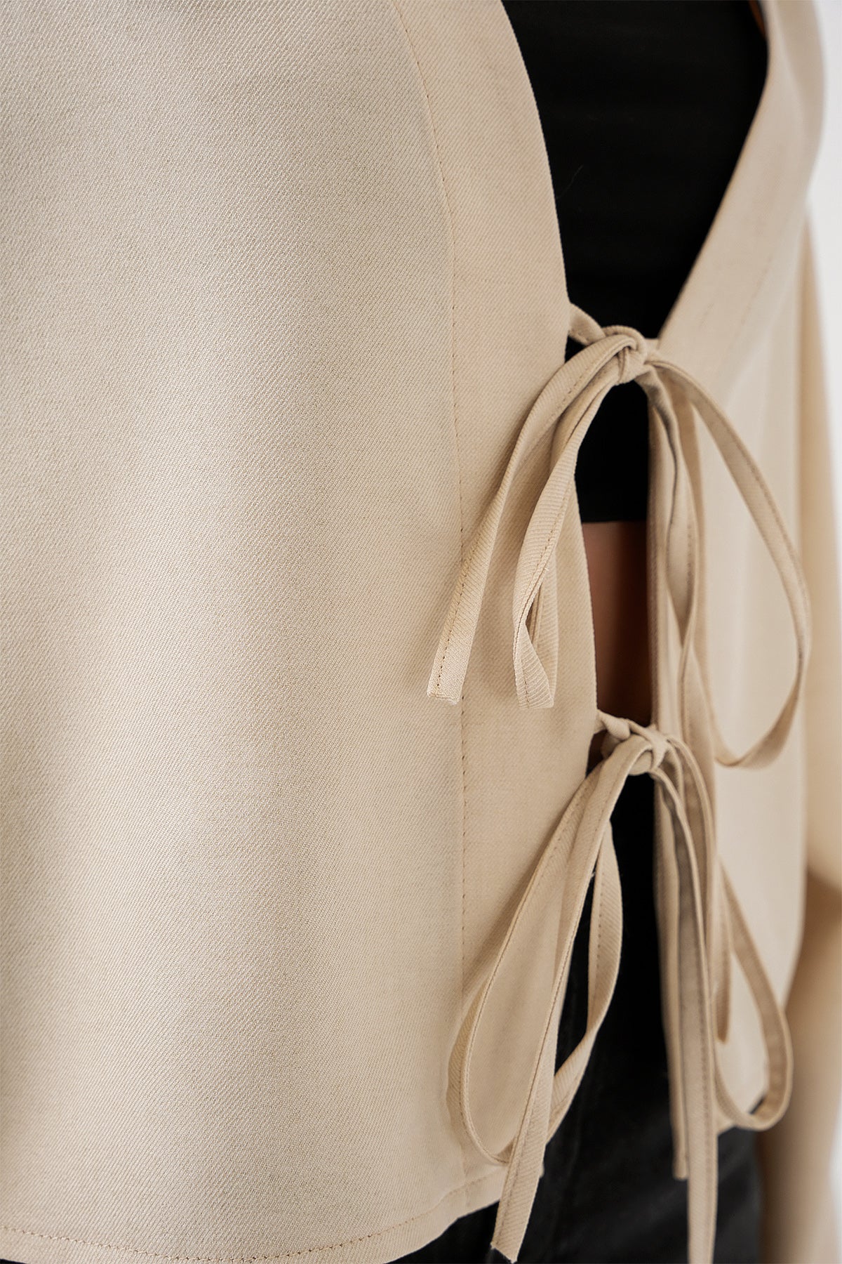 Image of Önü Bağlamalı Keten Kimono 960 - Krem