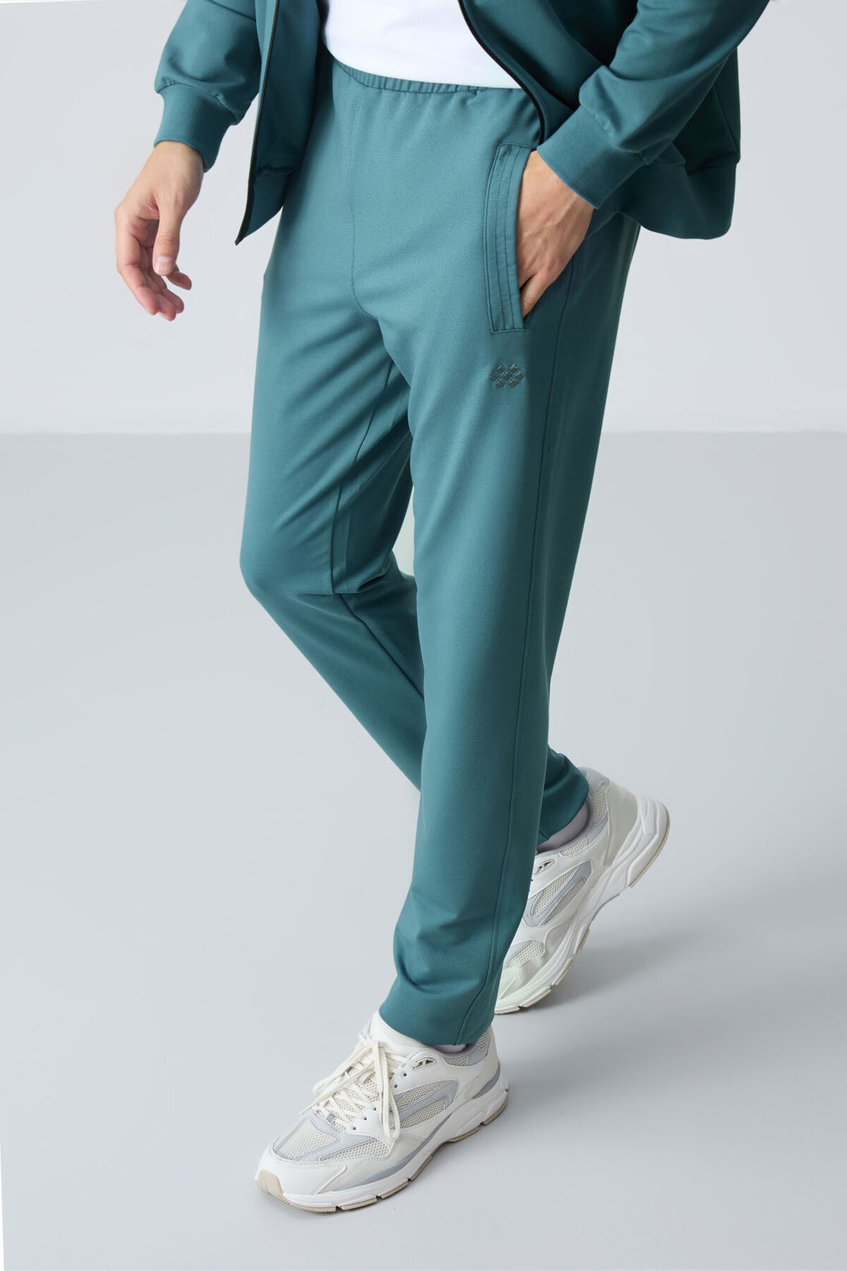 Image of Orman Yeşili Pamuklu Kalın Yumuşak Dokulu Comfort  Fit Basic Erkek Eşofman Takım - 85260