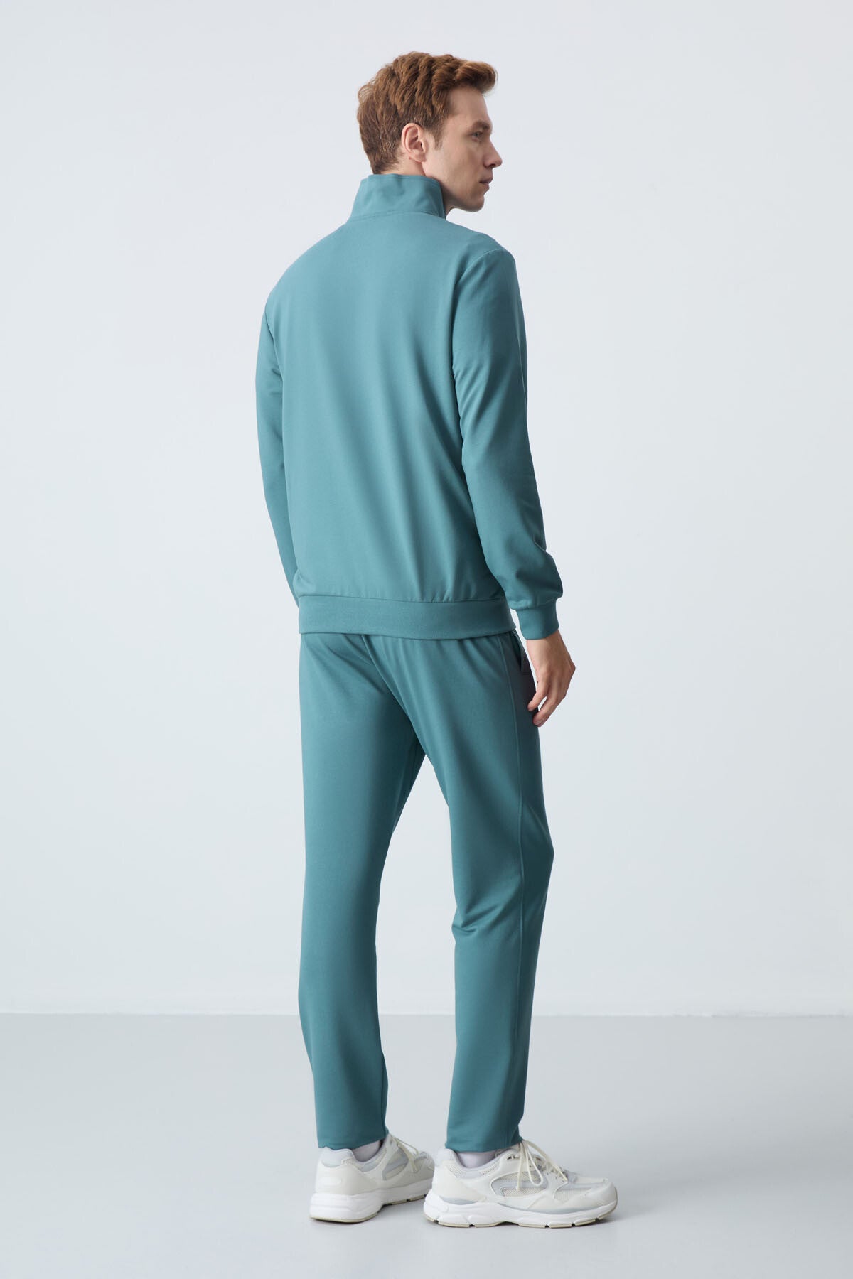 Image of Orman Yeşili Pamuklu Kalın Yumuşak Dokulu Comfort  Fit Basic Erkek Eşofman Takım - 85260