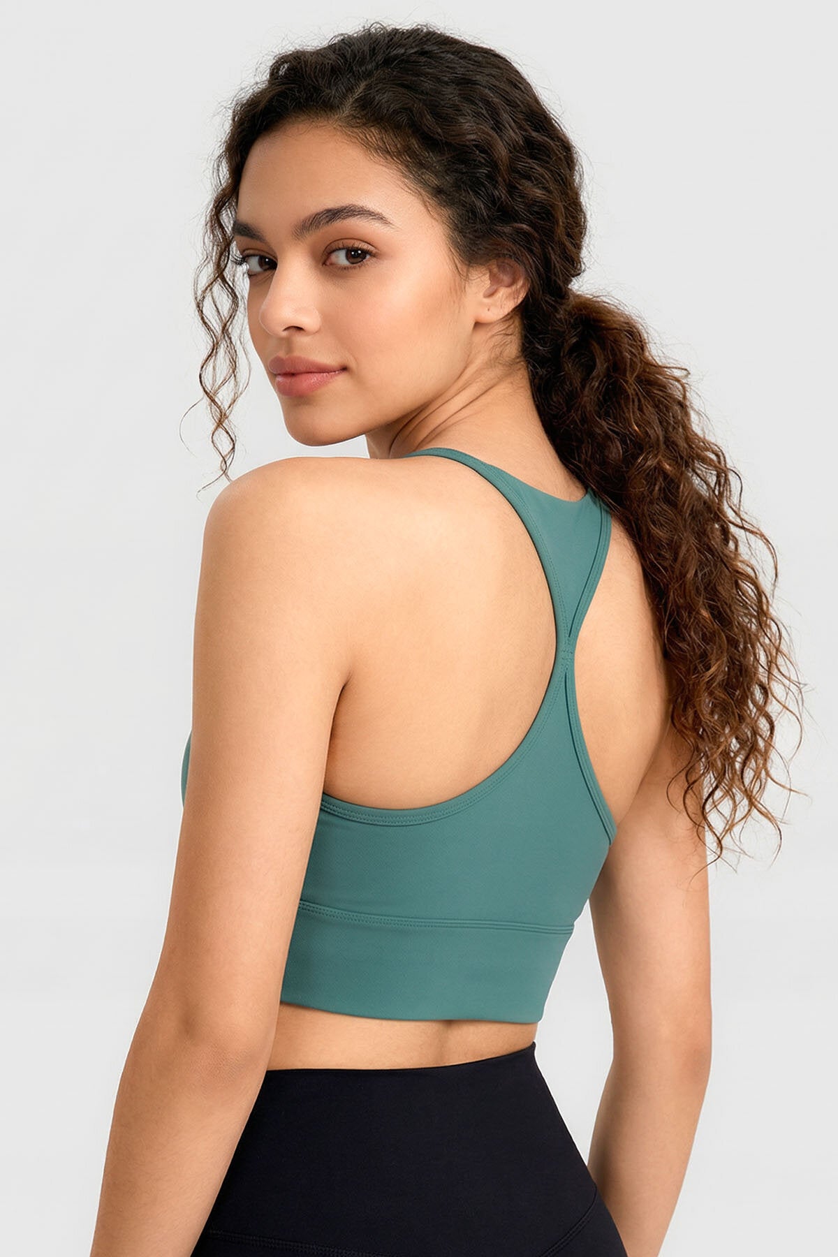 Image of Orman Yeşili Standart Fit Baskılı Sırt Detaylı Kadın Spor Büstiyer - 97300