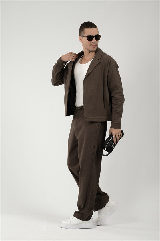 Image of Oversize Kalıp Blazer Keten Alt Üst Takım