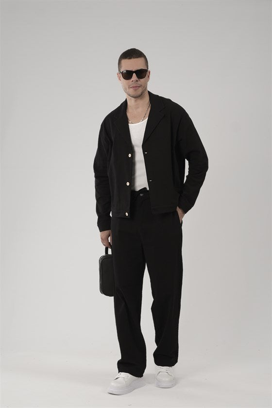 Image of Oversize Kalıp Blazer Keten Alt Üst Takım