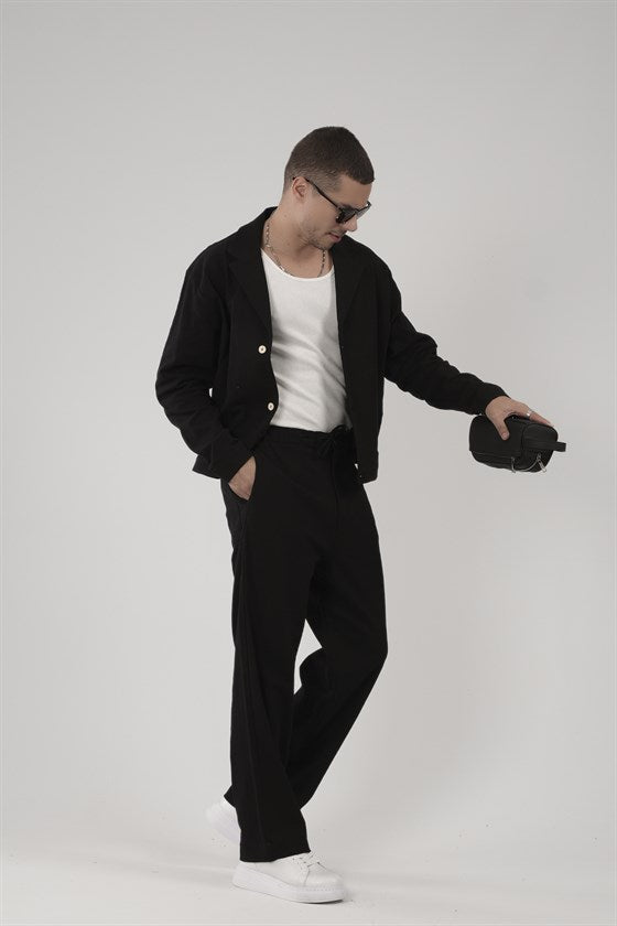 Image of Oversize Kalıp Blazer Keten Alt Üst Takım