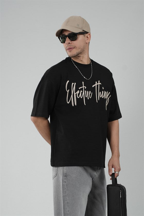 Image of Oversize Kalıp Effective Things Yazılı Basic Tişört