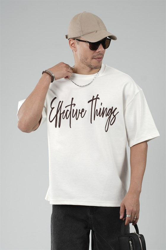 Image of Oversize Kalıp Effective Things Yazılı Basic Tişört