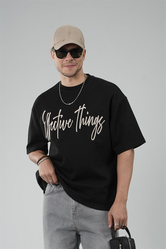 Image of Oversize Kalıp Effective Things Yazılı Basic Tişört
