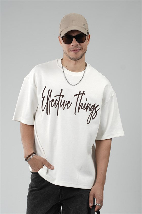Image of Oversize Kalıp Effective Things Yazılı Basic Tişört