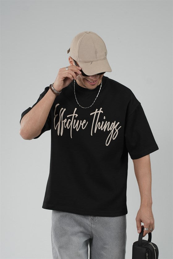 Image of Oversize Kalıp Effective Things Yazılı Basic Tişört