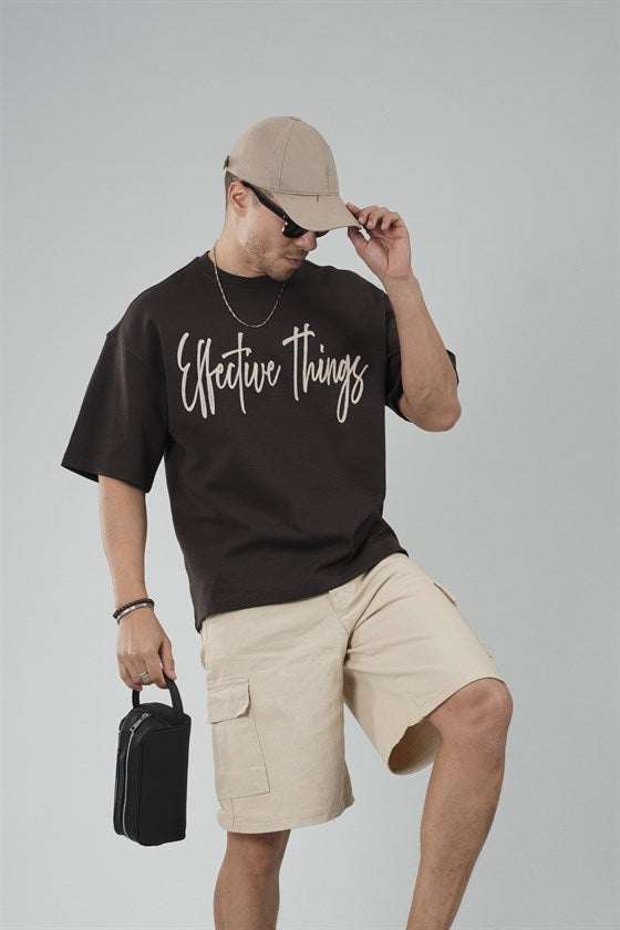 Image of Oversize Kalıp Effective Things Yazılı Basic Tişört