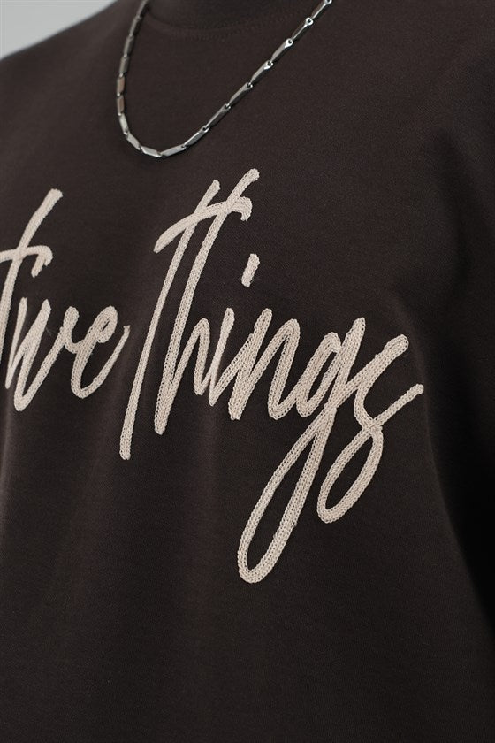 Image of Oversize Kalıp Effective Things Yazılı Basic Tişört