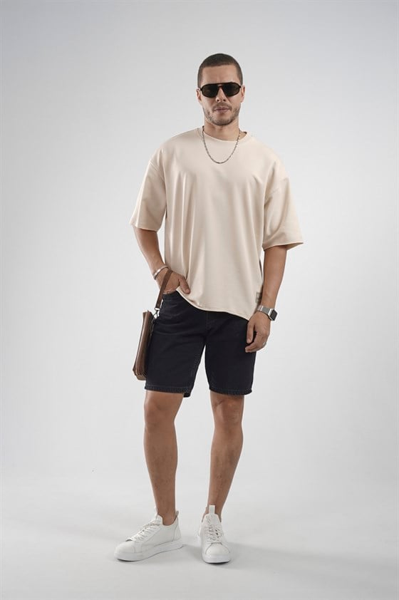 Image of Oversize Kalıp Likralı Basic Tişört