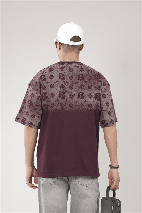 Image of Oversize Kalıp Logo Baskılı Bisiklet Yaka Basic Tişört