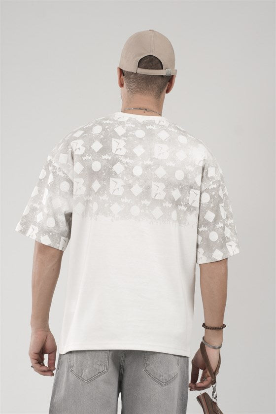 Image of Oversize Kalıp Logo Baskılı Bisiklet Yaka Basic Tişört