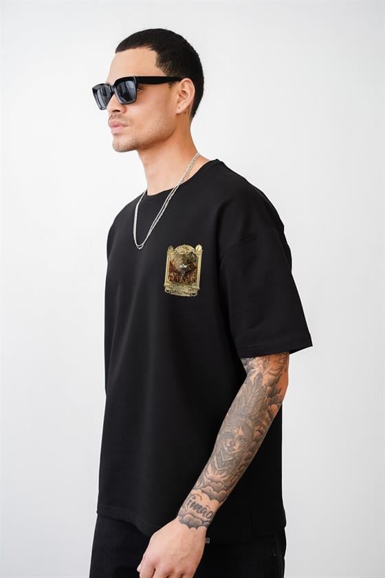 Image of Tricou unisex cu imprimeu otoman Bazaar, croială oversize