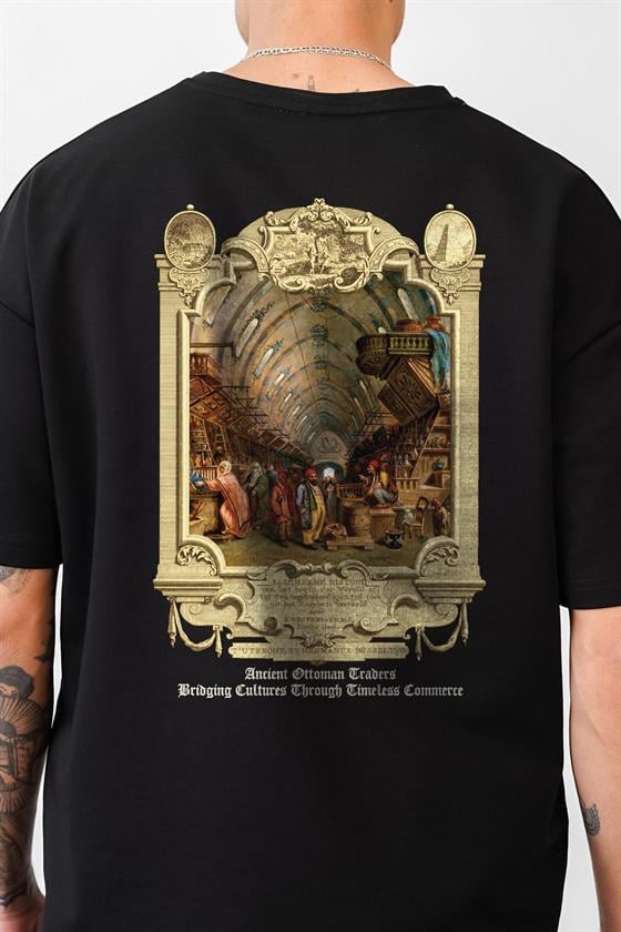 Image of Tricou unisex cu imprimeu otoman Bazaar, croială oversize