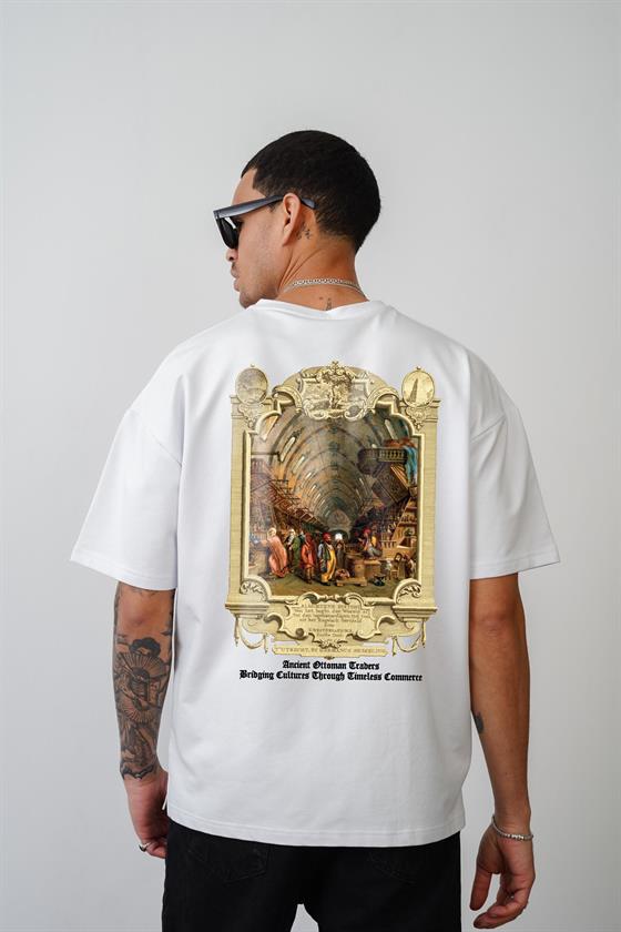 Image of Tricou unisex cu imprimeu otoman Bazaar, croială oversize